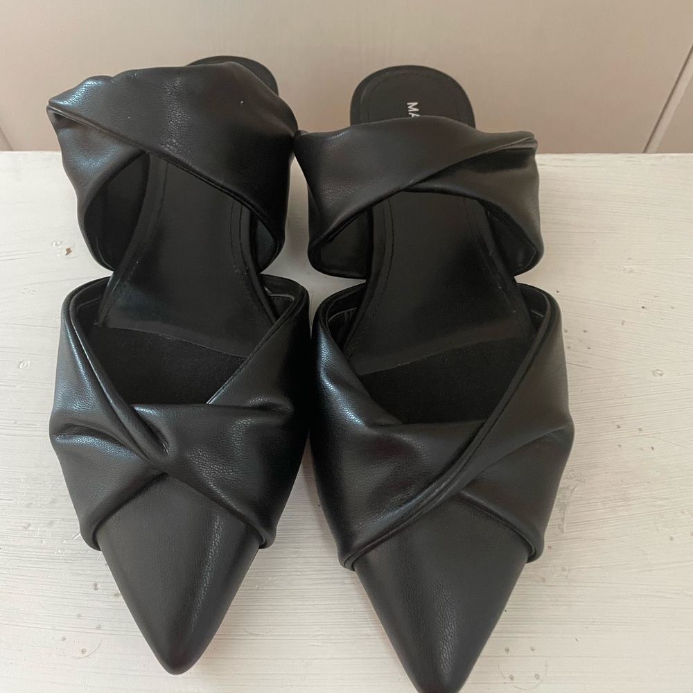 Marc Fisher Black Pointed Toe Slip-On Mules